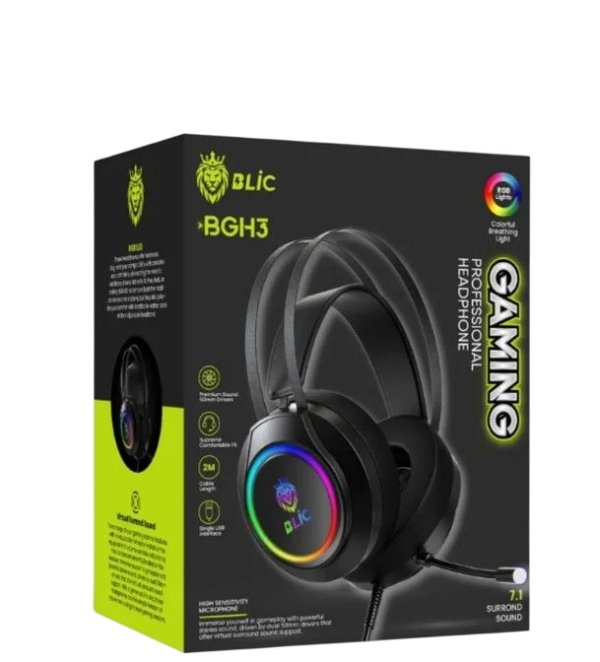 Blic BGH3 Gaming Mikrofonlu Kulaklık 7.1 Surround RGB Işıklı 2M USB Kablolu